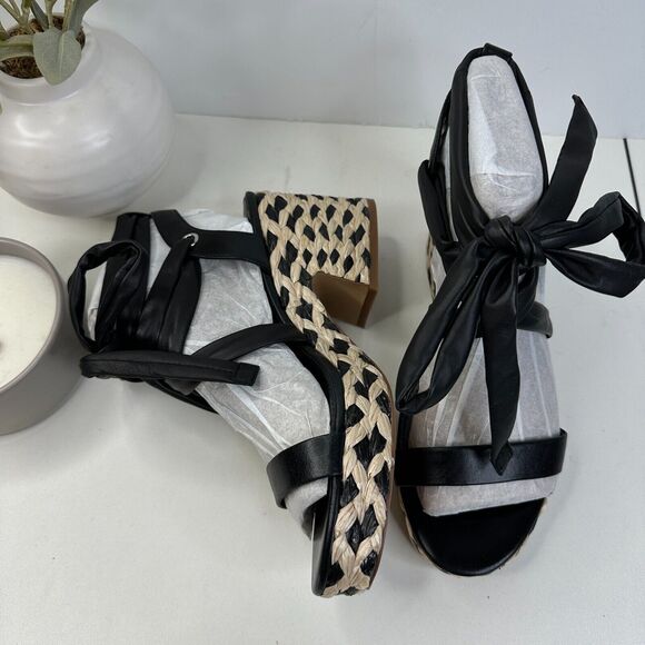 New Vince Camuto Roreka Platform Raffia Heel Sandals Black Women's 6 NWOB - Picture 5 of 10